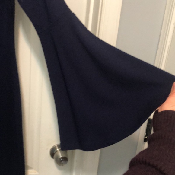 NWOT Venus Navy Blue Mock Turtleneck Bell Sleeve Midi Sheath Dress sz Small - Picture 5 of 6